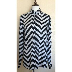 Diesel Womens Rayon Collared Button Down Striped Shirt Size L